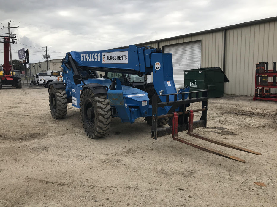 2019 Genie GTH-1056 Cab/Heat/AC, Solid RT Tires, LED Work Lights, Beacon 60" QA Carriage, 60" Forks