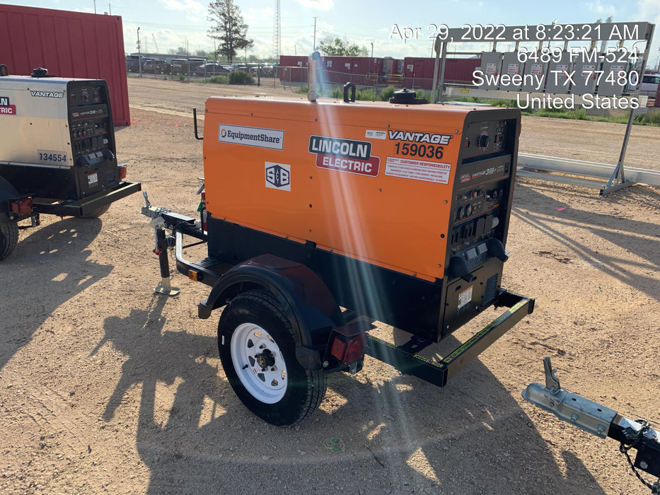 2021 Lincoln Electric Vantage 322 Vantage 322 Ready Pak 3 w/ Decals, ORANGE (includes trailer, cable rack, fender light kit) NO Telematics
