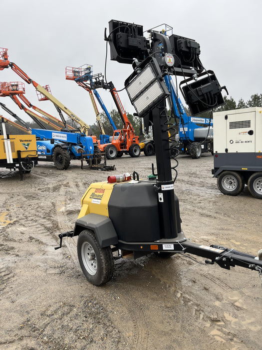 2022 Allmand NLV3GR (4) LED Light Fixture 350W, 23' Vertical Mast, 3kW Prime, Towable, Deep Sea L401, Leveling Jacks, Yanmar T4F 5.8hp