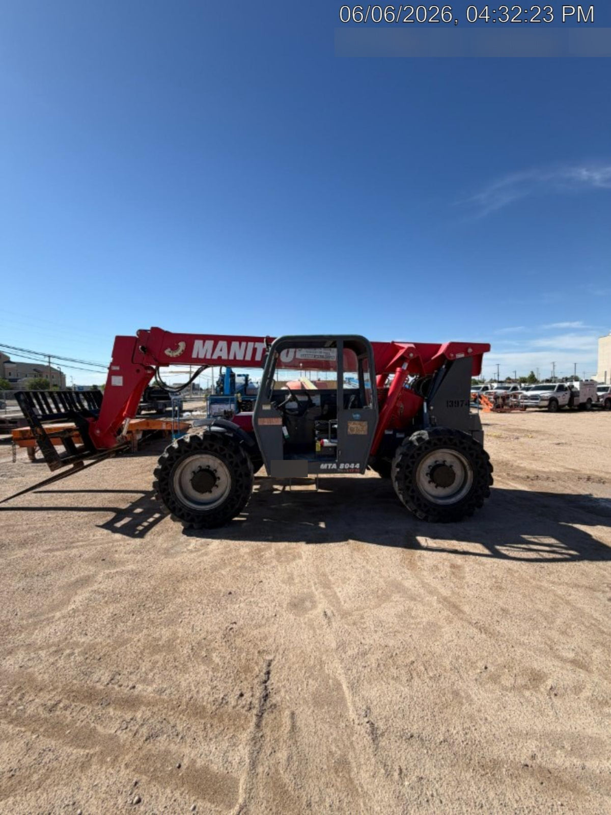 2018 Manitou MTA8044 MTA 8044 - 74 HP T4, Canopy, Worklights/Strobe, Beacon, 66" Carriage, 48" Forks, Solid Tires, Lift Hook, Aux Hydraulics