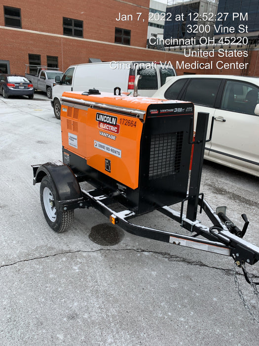 2021 Lincoln Electric Vantage 322 Vantage 322 Ready Pak 3 w/ Decals, ORANGE (includes trailer, cable rack, fender light kit) NO Telematics