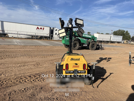 Allmand NLV3GR (4) LED Light Fixture 350W, 23' Vertical Mast, 3kW Prime, Towable, Deep Sea L401, Leveling Jacks, Yanmar T4F 5.8hp