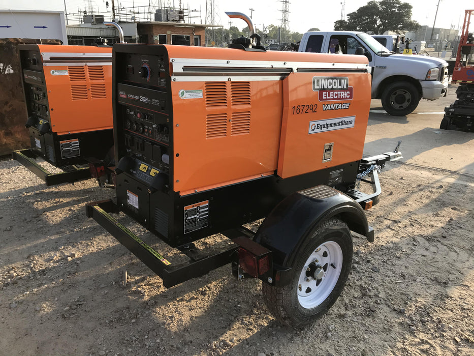 2021 Lincoln Electric Vantage 322 Vantage 322 Ready Pak 3 w/ Decals, ORANGE (includes trailer, cable rack, fender light kit) NO Telematics