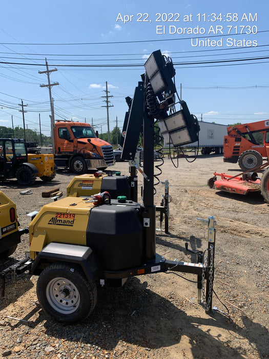 2022 Allmand NLV3GR (4) LED Light Fixture 350W, 23' Vertical Mast, 3kW Prime, Towable, Deep Sea L401, Leveling Jacks, Yanmar T4F 5.8hp