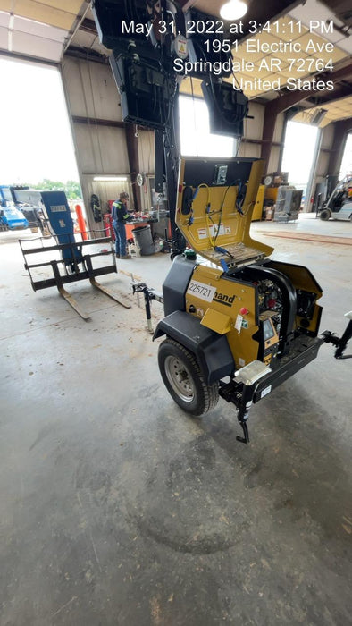 2022 Allmand NLV3GR (4) LED Light Fixture 350W, 23' Vertical Mast, 3kW Prime, Towable, Deep Sea L401, Leveling Jacks, Yanmar T4F 5.8hp