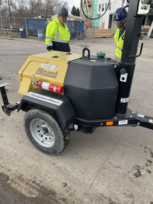 2022 Allmand NLV3GR (4) LED Light Fixture 350W, 23' Vertical Mast, 3kW Prime, Towable, ES Decals, T3