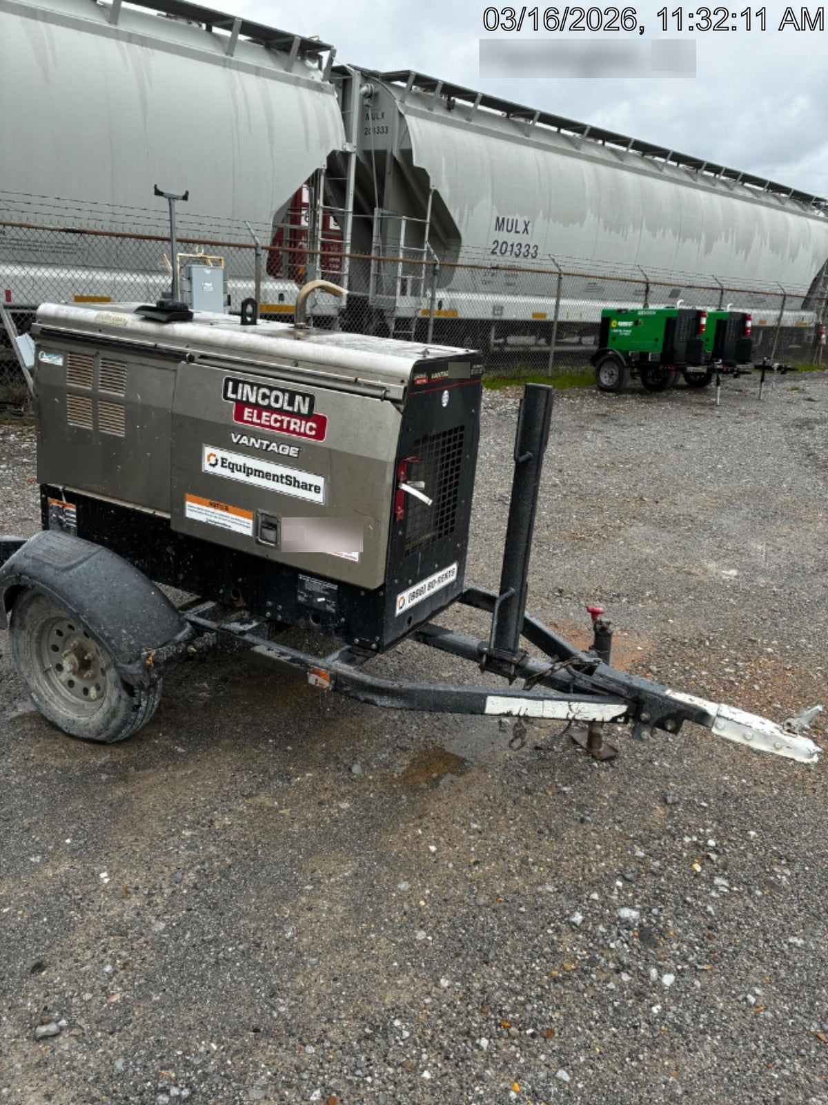2019 Lincoln Electric Vantage 322 Welder Ready-Pak 3, Two wheel trailer, Fender and Light kit, Cable Rack