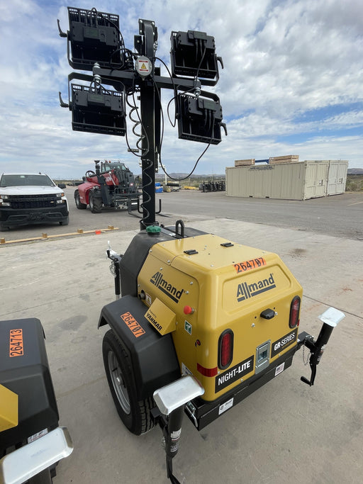 2022 Allmand NLV3GR (4) LED Light Fixture 350W, 23' Vertical Mast, 3kW Prime, Towable, ES Decals, T3