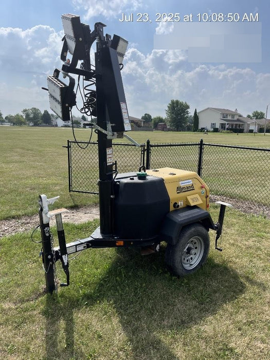 2022 Allmand NLV3GR (4) LED Light Fixture 350W, 23' Vertical Mast, 3kW Prime, Towable, Deep Sea L401, Leveling Jacks, Yanmar T4F 5.8hp