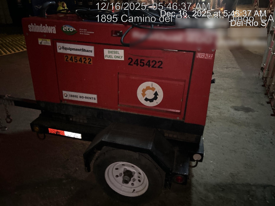 2022 Shindaiwa DGW400MDL Kubota D902 Engine, 23 HP, Dual Op Welder, Wire, Arc, Droop Stick, Tig, and CC Stick Functionality, Simulphase, 3 Phase and 1 Phase Gen Output, Single Axle NB Trlr, Slr Trckl Chrg 12V 12W, Fire Ext