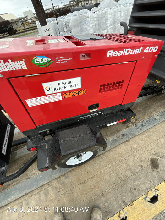 2022 Shindaiwa DGW400MDL Kubota D902 Engine, 23 HP, Dual Op Welder, Wire, Arc, Droop Stick, Tig, and CC Stick Functionality, Simulphase, 3 Phase and 1 Phase Gen Output, Single Axle NB Trlr, Slr Trckl Chrg 12V 12W, Fire Ext