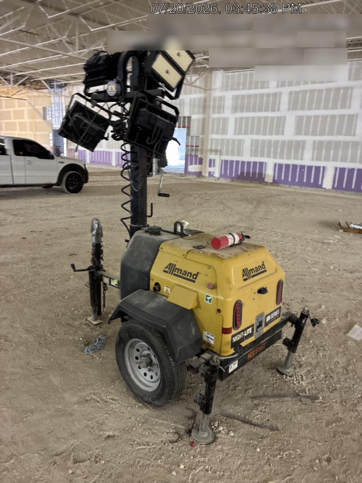 2022 Allmand NLV3GR (4) LED Light Fixture 350W, 23' Vertical Mast, 3kW Prime, Towable, Deep Sea L401, Leveling Jacks, Yanmar T4F 5.8hp