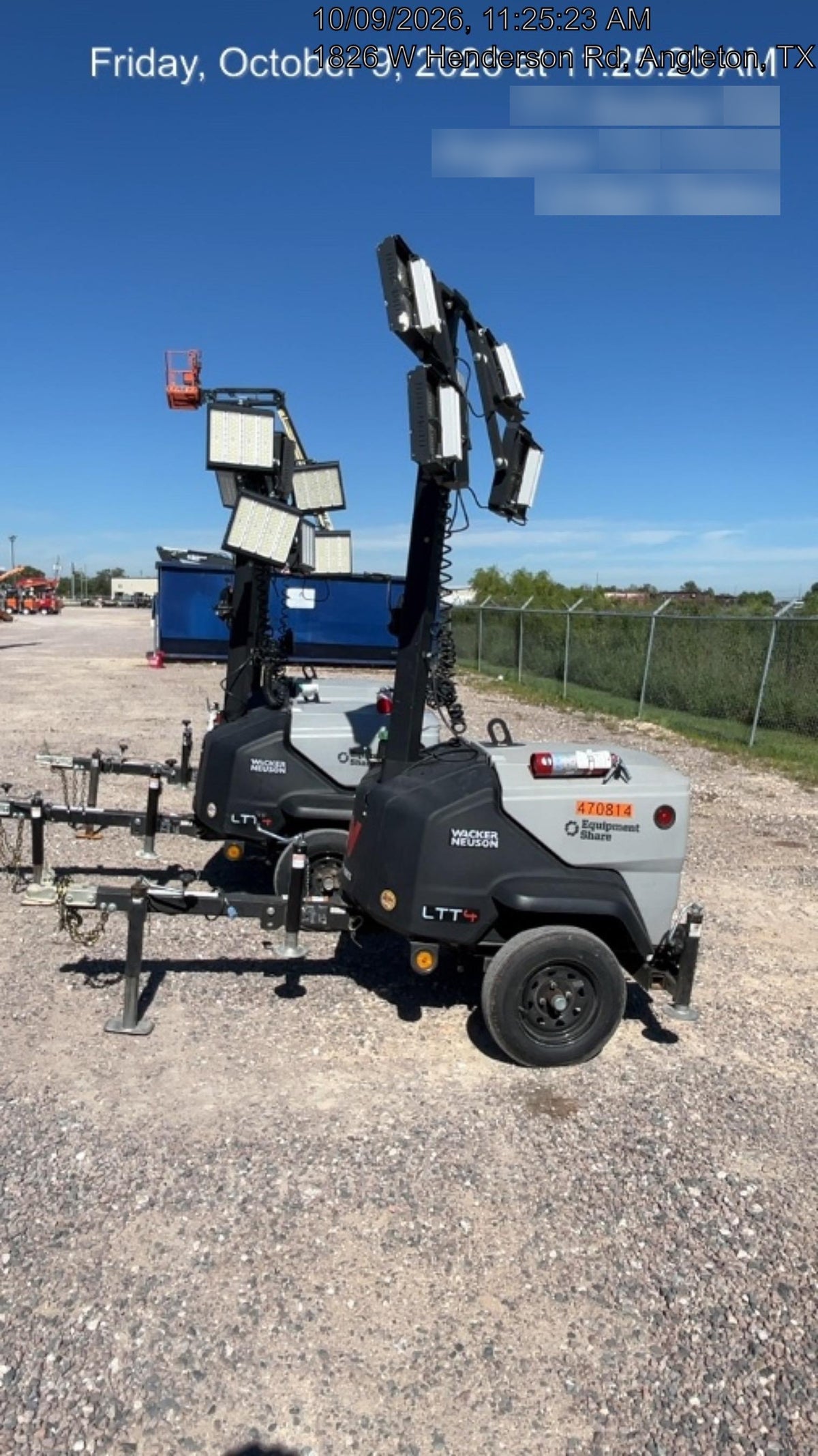 2024 Wacker Neuson LTT4 Diesel, Kohler KDW702, Deep Sea Controller, Auto Start, LED 320W, Bypass Outlet, T3