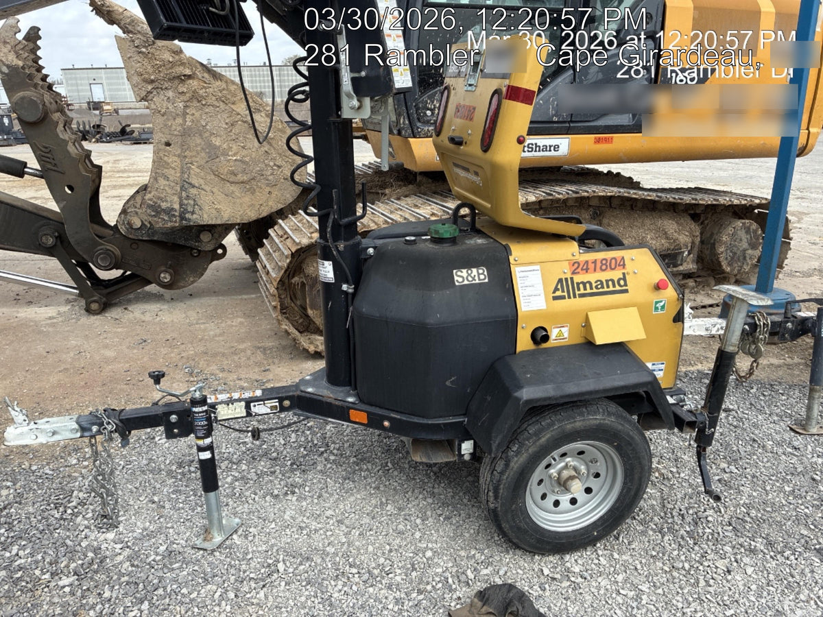 2022 Allmand NLV3GR (4) LED Light Fixture 350W, 23' Vertical Mast, 3kW Prime, Towable, Deep Sea L401, Leveling Jacks, Yanmar T4F 5.8hp
