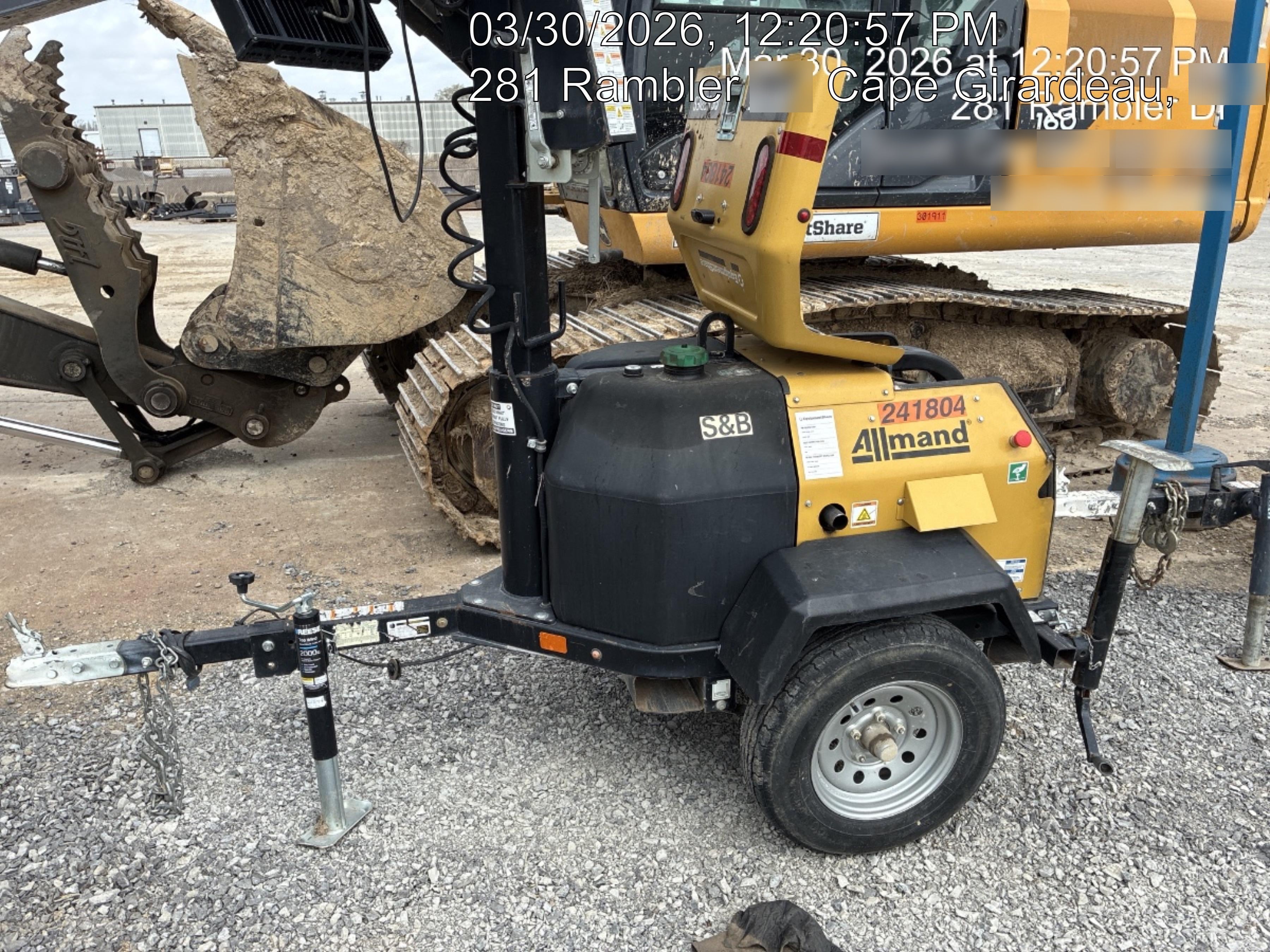 2022 Allmand NLV3GR (4) LED Light Fixture 350W, 23' Vertical Mast, 3kW Prime, Towable, Deep Sea L401, Leveling Jacks, Yanmar T4F 5.8hp