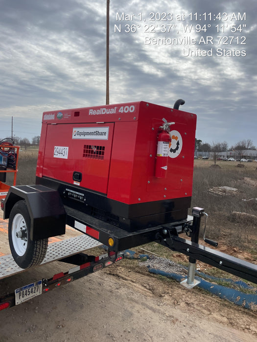 2023 Shindaiwa DGW400MDL Kubota D902 Engine, 23 HP, Dual Op Welder, Wire, Arc, Droop Stick, Tig, and CC Stick Functionality, Simulphase, 3 Phase and 1 Phase Gen Output, Single Axle NB Trlr, Slr Trckl Chrg 12V 12W, Fire Ext