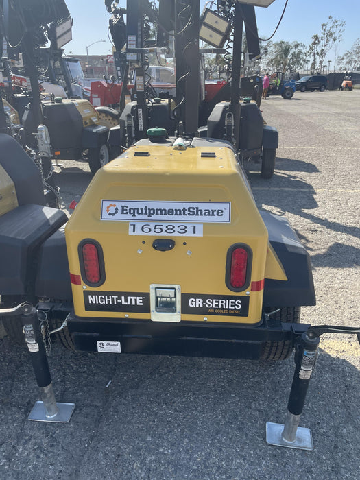 2021 Allmand NLV3GR (4) LED Light Fixture 350W, 23' Vertical Mast, 3kW Prime, Towable, Deep Sea L401, Leveling Jacks, Yanmar T4F 5.8hp