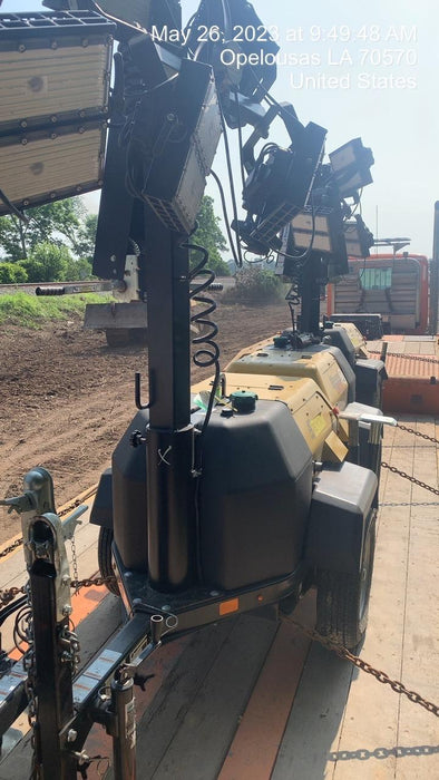 2022 Allmand NLV3GR (4) LED Light Fixture 350W, 23' Vertical Mast, 3kW Prime, Towable, Deep Sea L401, Leveling Jacks, Yanmar T4F 5.8hp