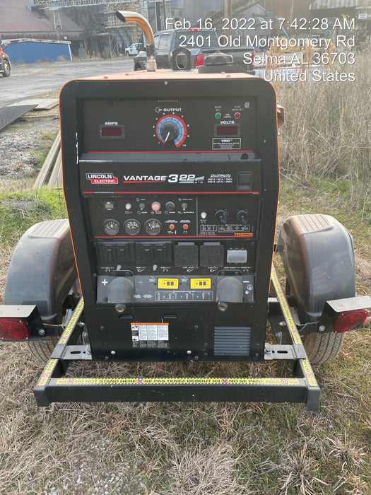 2021 Lincoln Electric Vantage 322 Vantage 322 Ready Pak 3 w/ Decals, ORANGE (includes trailer, cable rack, fender light kit) NO Telematics