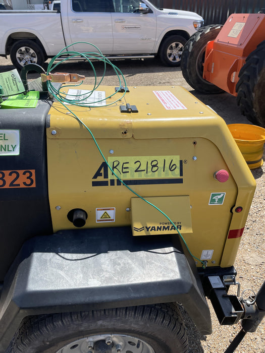 Allmand NLV3GR (4) LED Light Fixture 350W, 23' Vertical Mast, 3kW Prime, Towable, Deep Sea L401, Leveling Jacks, Yanmar T4F 5.8hp