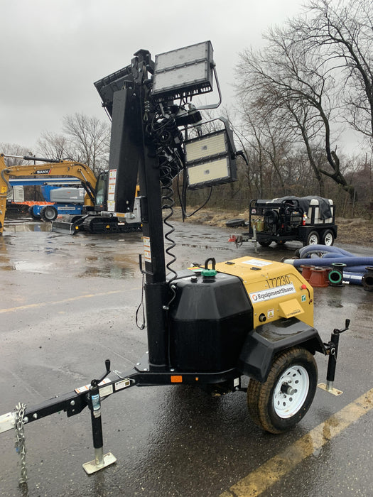 2021 Allmand NLV3GR (4) LED Light Fixture 350W, 23' Vertical Mast, 3kW Prime, Towable, Deep Sea L401, Leveling Jacks, Yanmar T4F 5.8hp