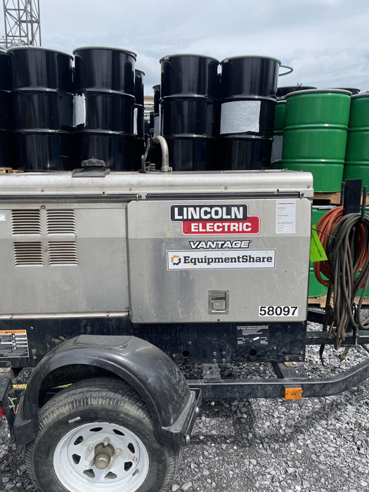 2019 Lincoln Electric Vantage 322 Welder Ready-Pak 3, Two wheel trailer, Fender and Light kit, Cable Rack