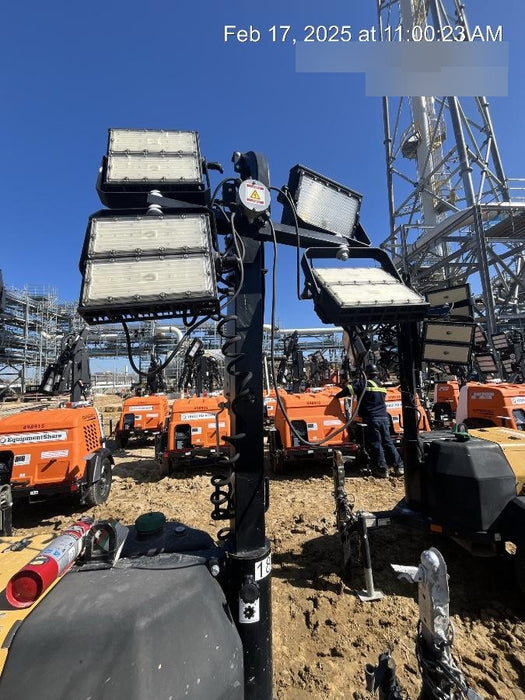 Allmand NLV3GR (4) LED Light Fixture 350W, 23' Vertical Mast, 3kW Prime, Towable, Deep Sea L401, Leveling Jacks, Yanmar T4F 5.8hp