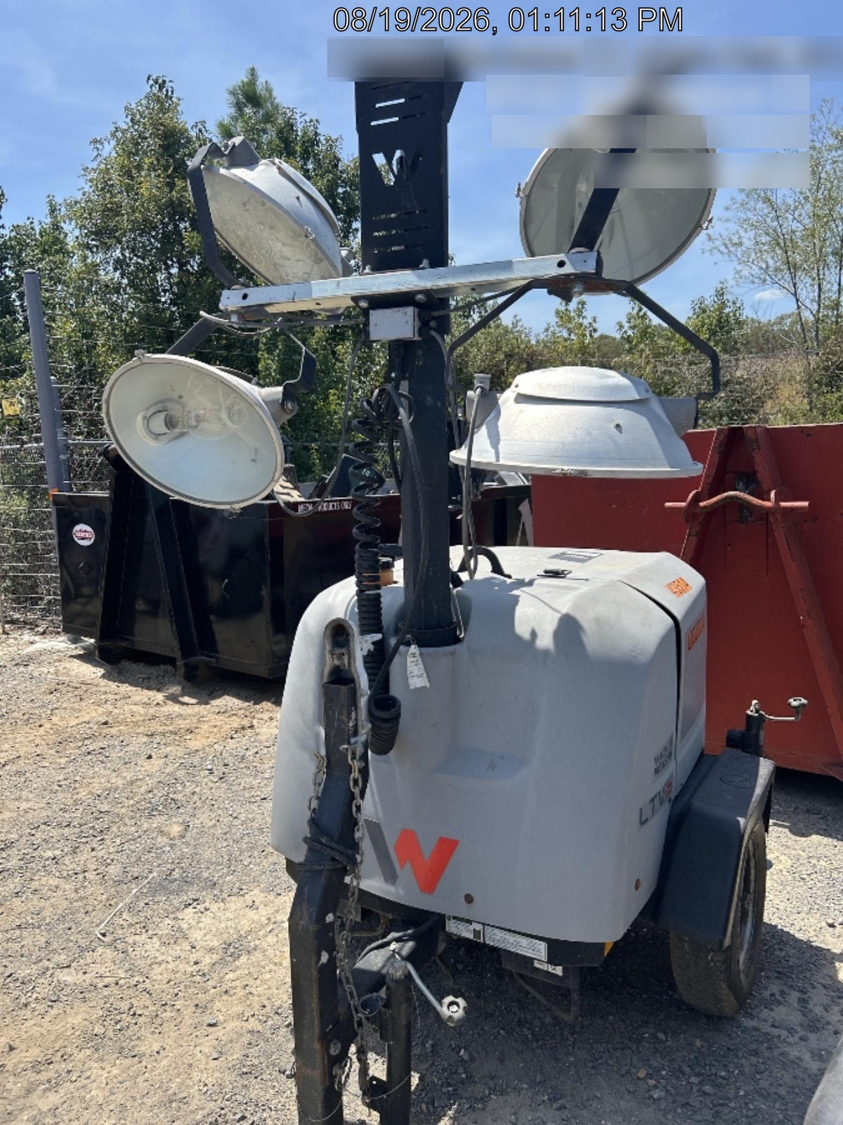 2019 Wacker Neuson LTV6L-MH Wacker Neuson LTV6L Mobile Light Tower w/Fuel Level Sensor Installed