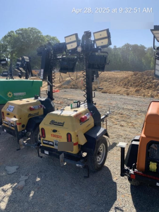 2021 Allmand NLV3GR (4) LED Light Fixture 350W, 23' Vertical Mast, 3kW Prime, Towable, Deep Sea L401, Leveling Jacks, Yanmar T4F 5.8hp