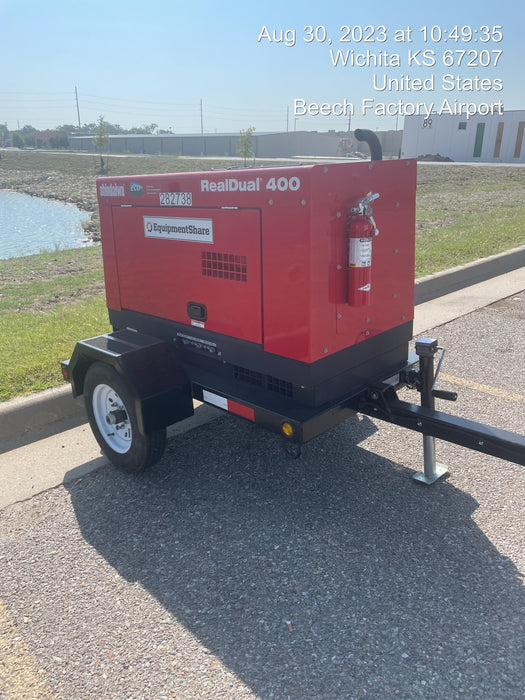 2022 Shindaiwa DGW400MDL Kubota D902 Engine, 23 HP, Dual Op Welder, Wire, Arc, Droop Stick, Tig, and CC Stick Functionality, Simulphase, 3 Phase and 1 Phase Gen Output, Single Axle NB Trlr, Slr Trckl Chrg 12V 12W, Fire Ext