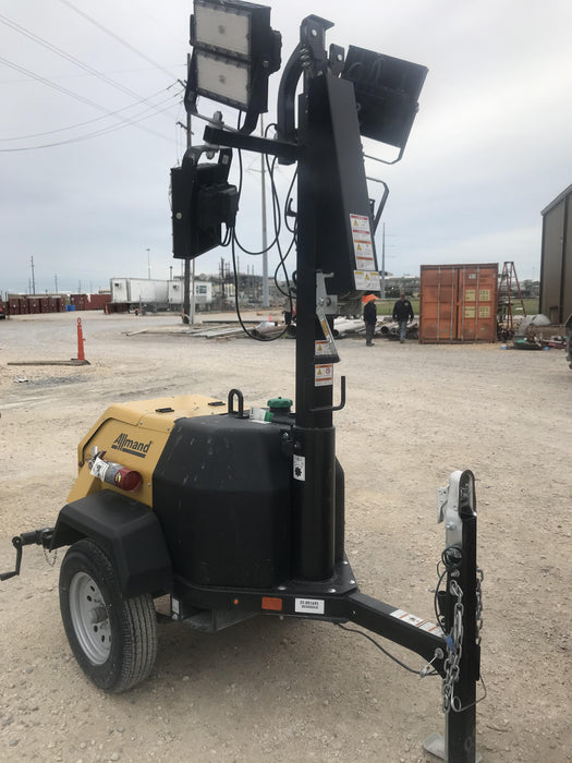 2022 Allmand NLV3GR (4) LED Light Fixture 350W, 23' Vertical Mast, 3kW Prime, Towable, Deep Sea L401, Leveling Jacks, Yanmar T4F 5.8hp