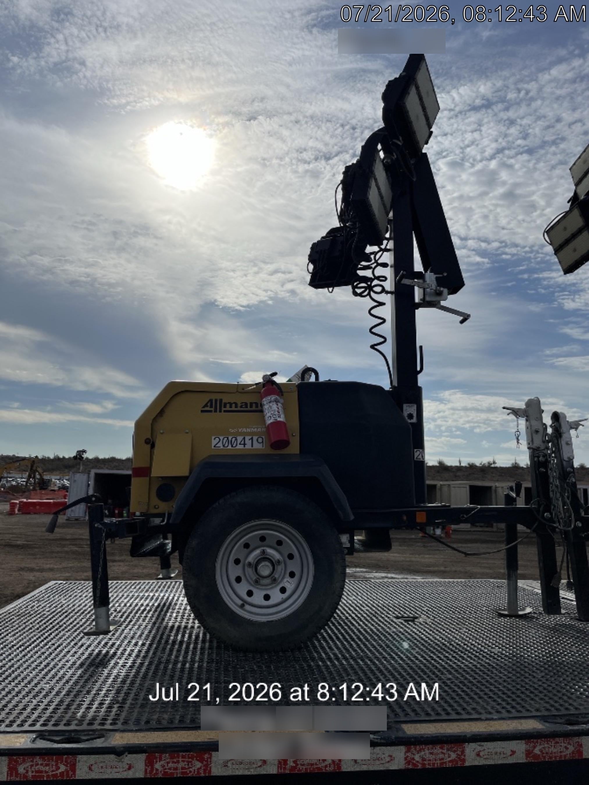 2022 Allmand NLV3GR (4) LED Light Fixture 350W, 23' Vertical Mast, 3kW Prime, Towable, Deep Sea L401, Leveling Jacks, Yanmar T4F 5.8hp