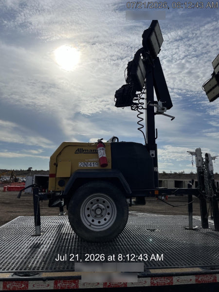 2022 Allmand NLV3GR (4) LED Light Fixture 350W, 23' Vertical Mast, 3kW Prime, Towable, Deep Sea L401, Leveling Jacks, Yanmar T4F 5.8hp