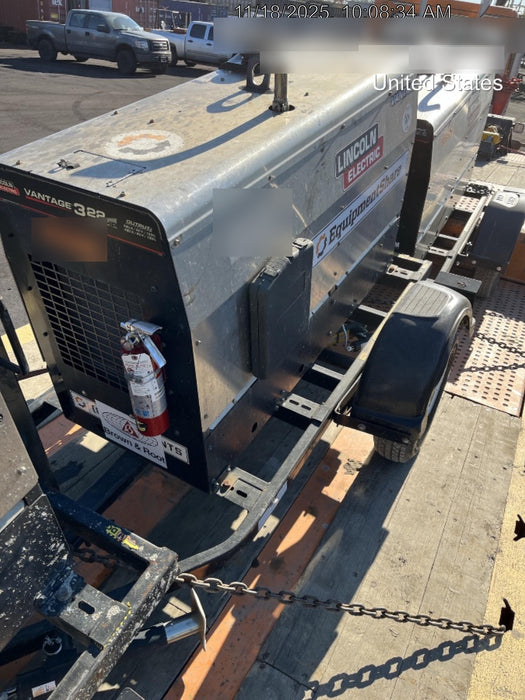 2019 Lincoln Electric Vantage 322 Welder Ready-Pak 3, Two wheel trailer, Fender and Light kit, Cable Rack