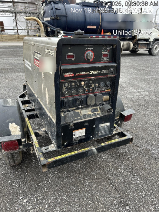 2019 Lincoln Electric Vantage 322 Welder Ready-Pak 3, Two wheel trailer, Fender and Light kit, Cable Rack