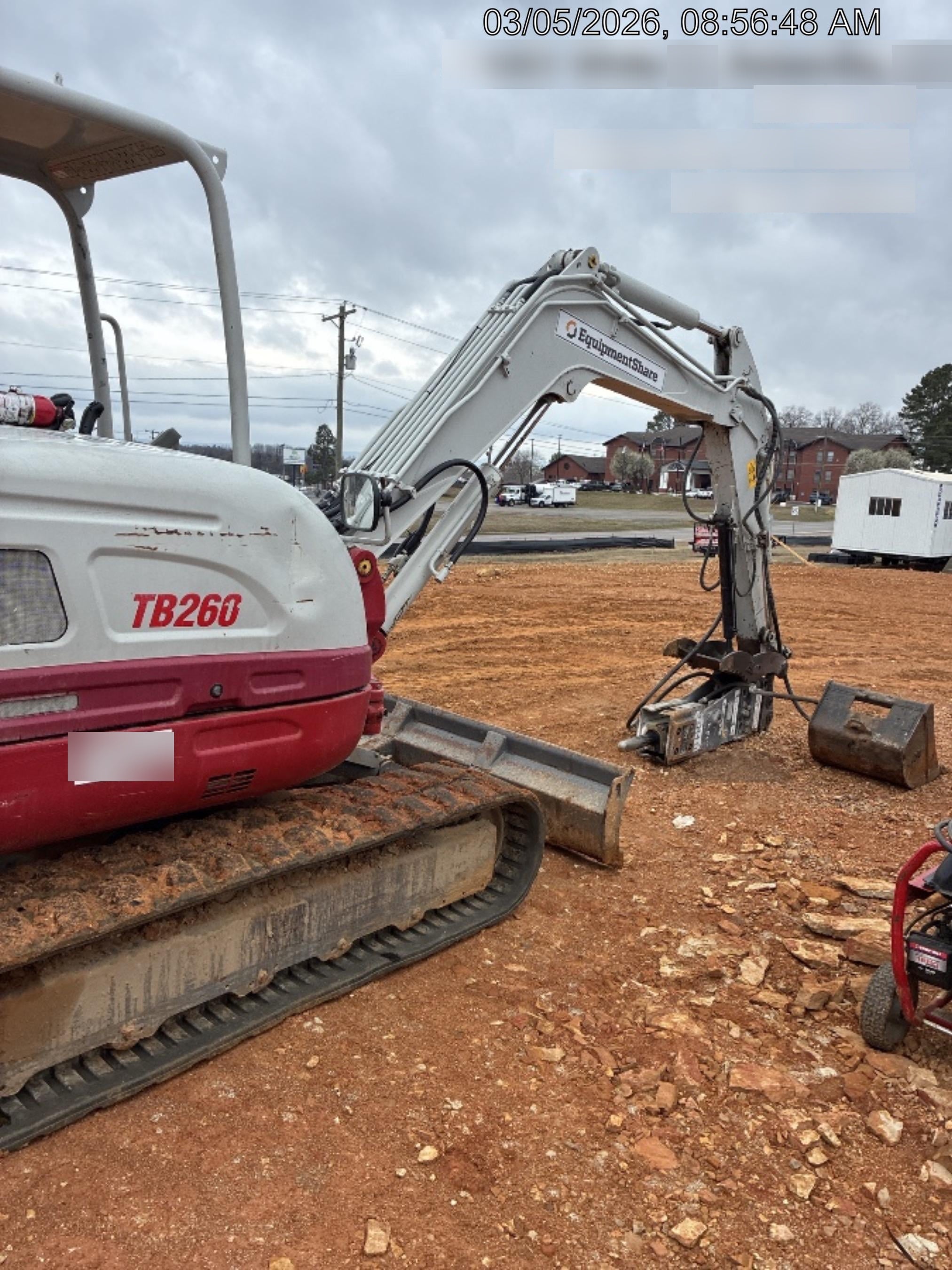 2019 Takeuchi TB260 Takeuchi TB260 Canopy w/Rubber Tracks, Auxiliary Hydraulics, Standard Blade, Manual QC, 12 / 18 / 24" Buckets, Hydraulic Thumb Installed