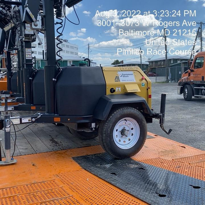 2021 Allmand NLV3GR (4) LED Light Fixture 350W, 23' Vertical Mast, 3kW Prime, Towable, Deep Sea L401, Leveling Jacks, Yanmar T4F 5.8hp