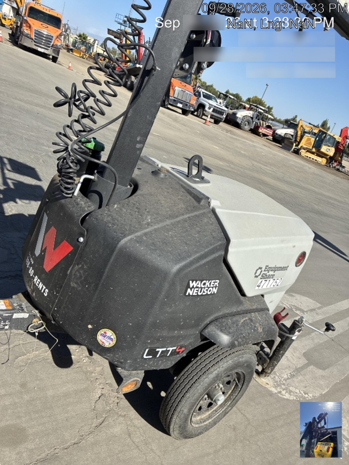 2024 Wacker Neuson LTT4 Diesel, Kohler KDW702, Deep Sea Controller, Auto Start, LED 320W, Bypass Outlet, T3