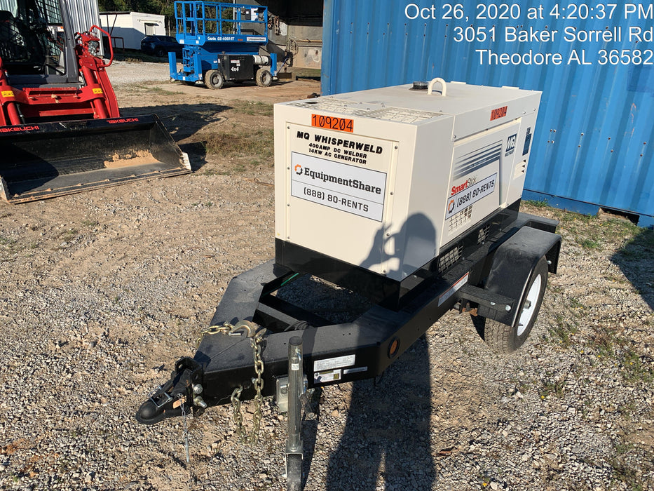 2020 Multiquip DLW400ESA4 400 amp Welder, 14kW, 120/240V, T4F Kubota, Trailer
