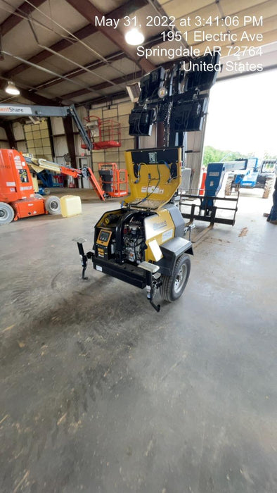 2022 Allmand NLV3GR (4) LED Light Fixture 350W, 23' Vertical Mast, 3kW Prime, Towable, Deep Sea L401, Leveling Jacks, Yanmar T4F 5.8hp