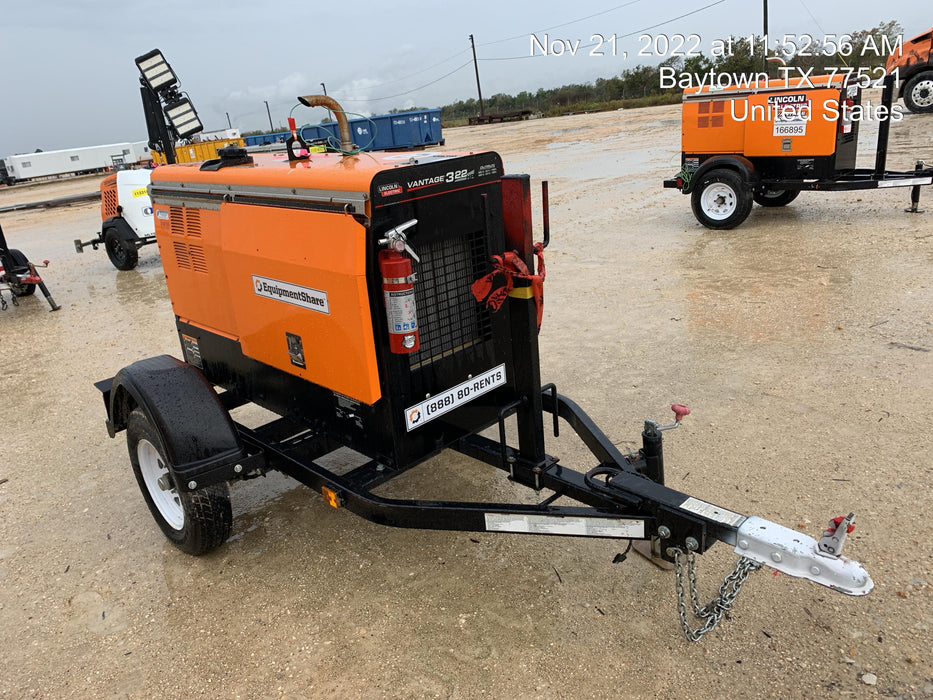 2021 Lincoln Electric Vantage 322 Vantage 322 Ready Pak 3 w/ Decals, ORANGE (includes trailer, cable rack, fender light kit) NO Telematics