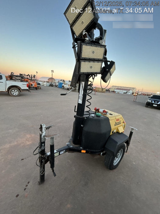 2022 Allmand NLV3GR (4) LED Light Fixture 350W, 23' Vertical Mast, 3kW Prime, Towable, Deep Sea L401, Leveling Jacks, Yanmar T4F 5.8hp