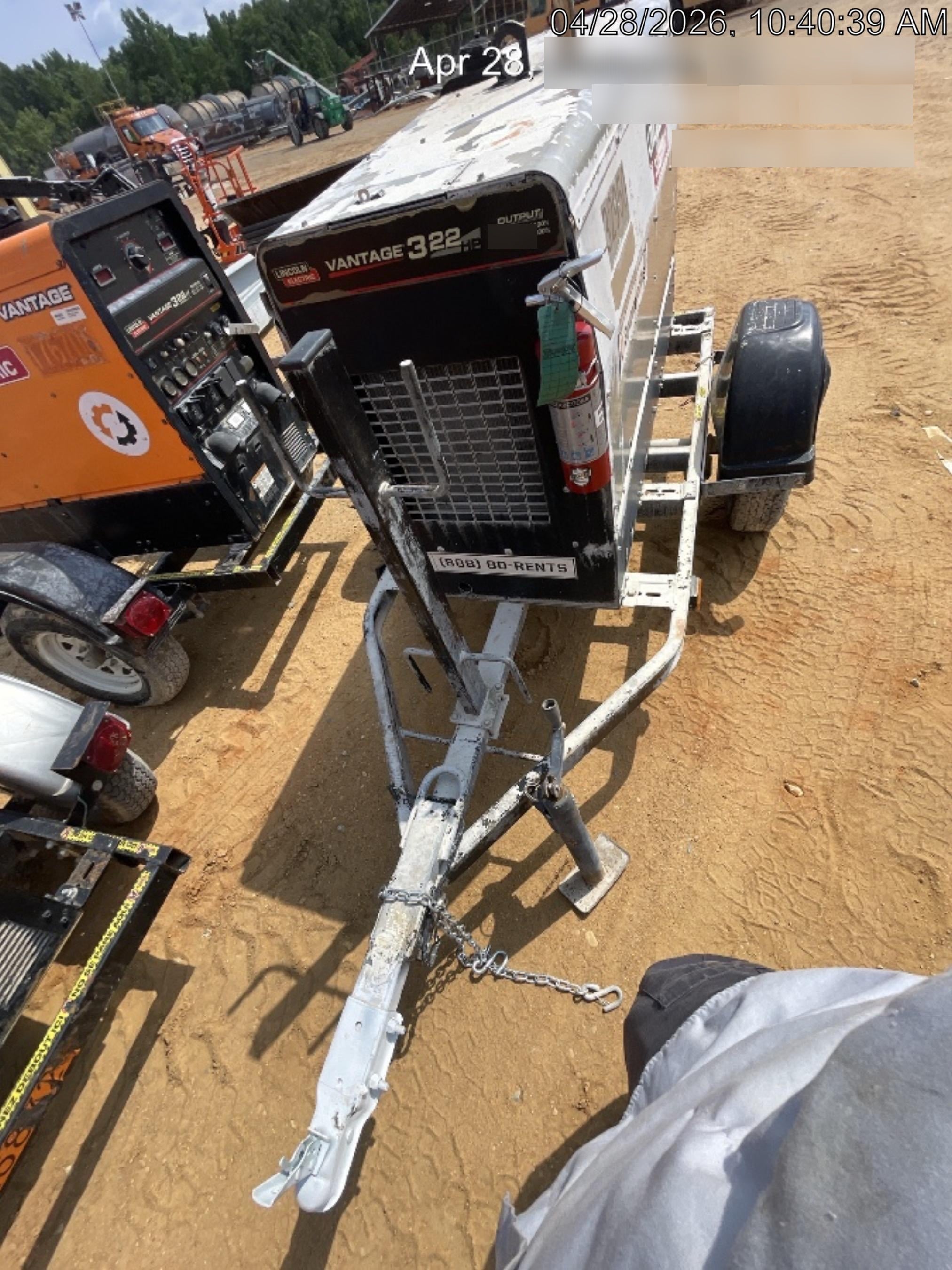 2019 Lincoln Electric Vantage 322 Welder Ready-Pak 3, Two wheel trailer, Fender and Light kit, Cable Rack