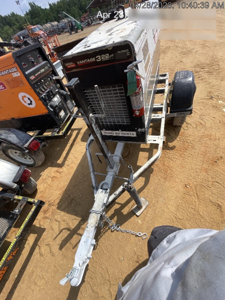 2019 Lincoln Electric Vantage 322 Welder Ready-Pak 3, Two wheel trailer, Fender and Light kit, Cable Rack