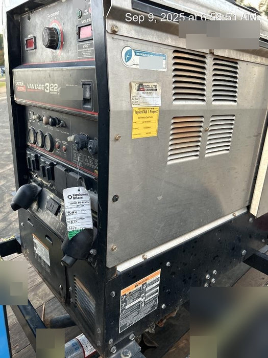 2019 Lincoln Electric Vantage 322 Welder Ready-Pak 3, Two wheel trailer, Fender and Light kit, Cable Rack