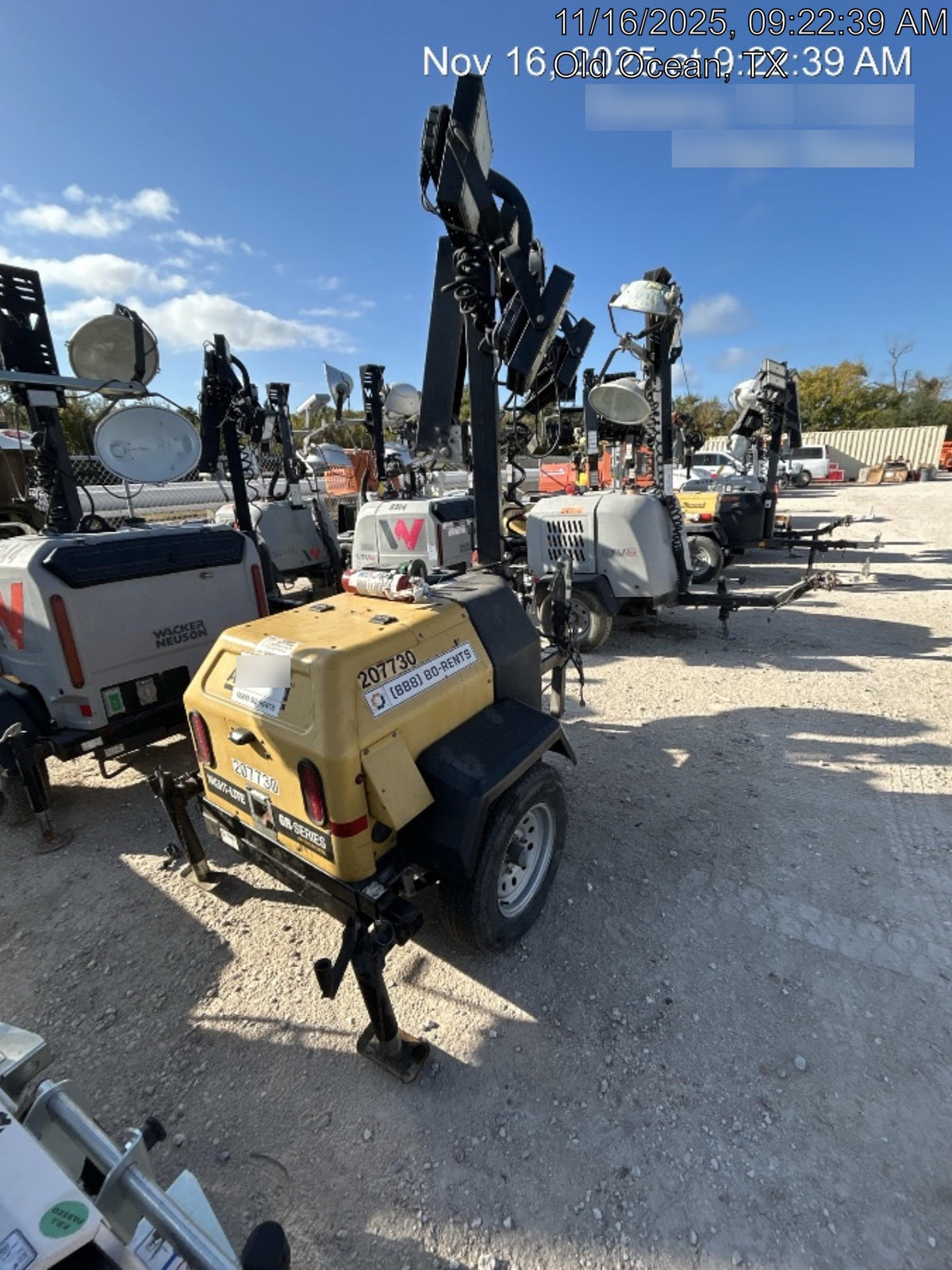 2022 Allmand NLV3GR (4) LED Light Fixture 350W, 23' Vertical Mast, 3kW Prime, Towable, Deep Sea L401, Leveling Jacks, Yanmar T4F 5.8hp