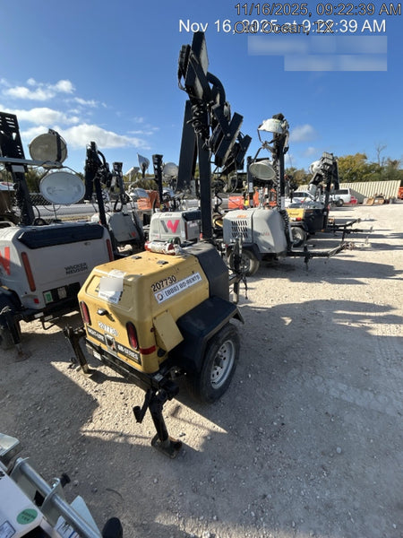 2022 Allmand NLV3GR (4) LED Light Fixture 350W, 23' Vertical Mast, 3kW Prime, Towable, Deep Sea L401, Leveling Jacks, Yanmar T4F 5.8hp