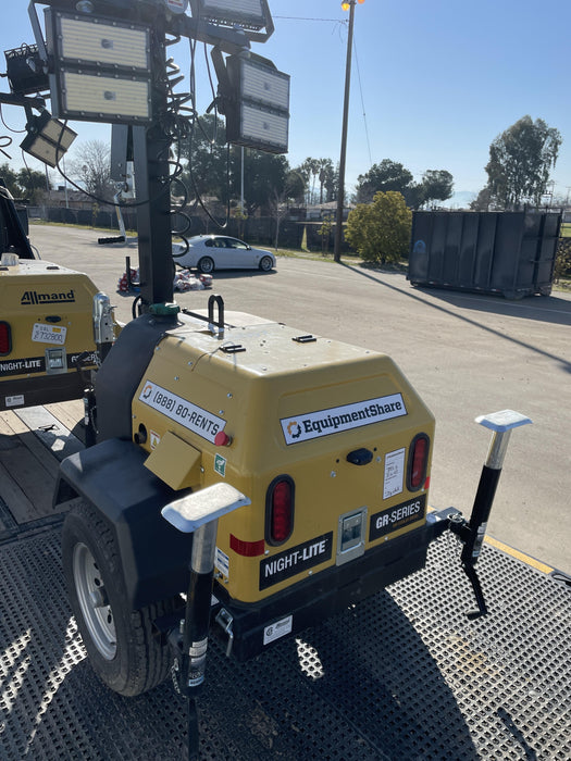 2022 Allmand NLV3GR (4) LED Light Fixture 350W, 23' Vertical Mast, 3kW Prime, Towable, Deep Sea L401, Leveling Jacks, Yanmar T4F 5.8hp