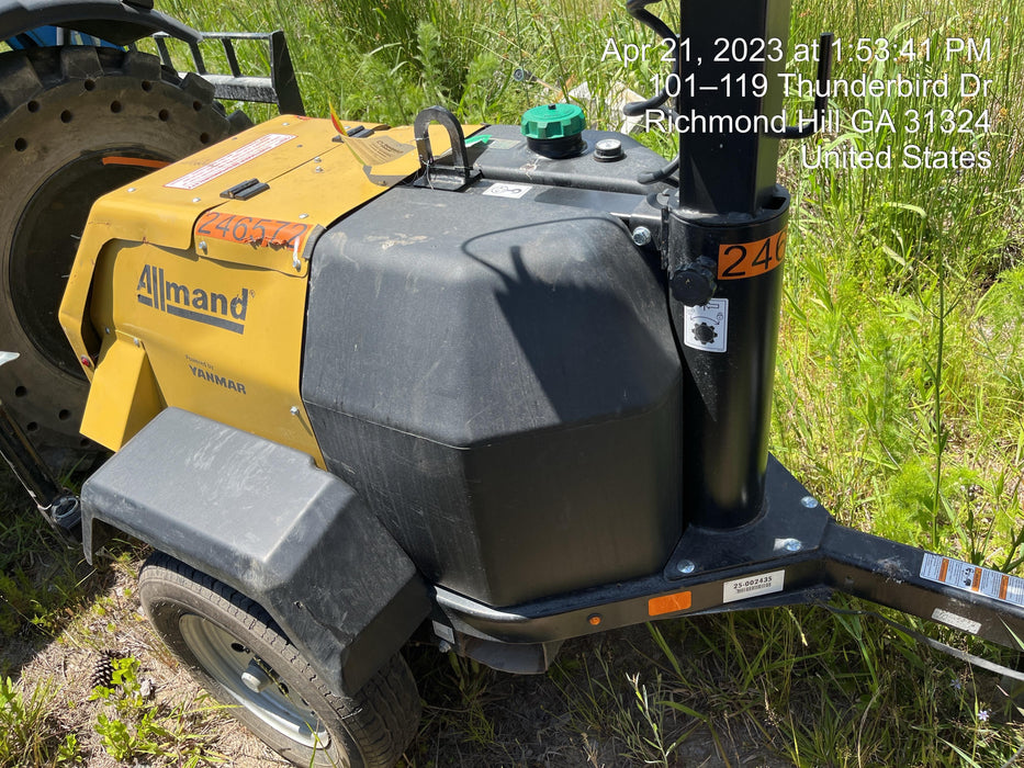 2022 Allmand NLV3GR (4) LED Light Fixture 350W, 23' Vertical Mast, 3kW Prime, Towable