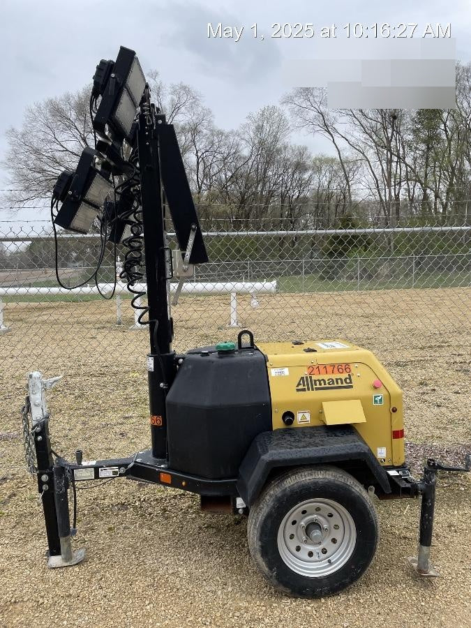 2022 Allmand NLV3GR (4) LED Light Fixture 350W, 23' Vertical Mast, 3kW Prime, Towable, Deep Sea L401, Leveling Jacks, Yanmar T4F 5.8hp